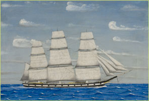 A painting of a clipper ship by Captain Isaac Jennings, 1855